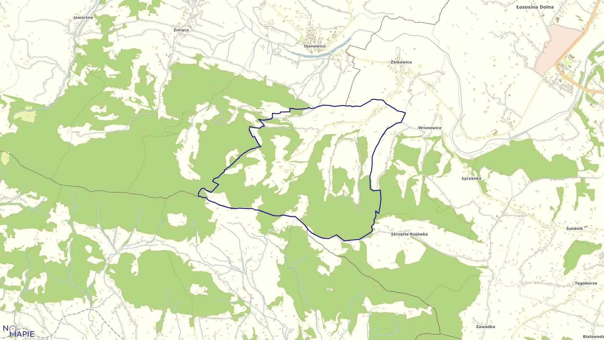 Mapa obrębu Stańkowa w gminie Łososina Dolna